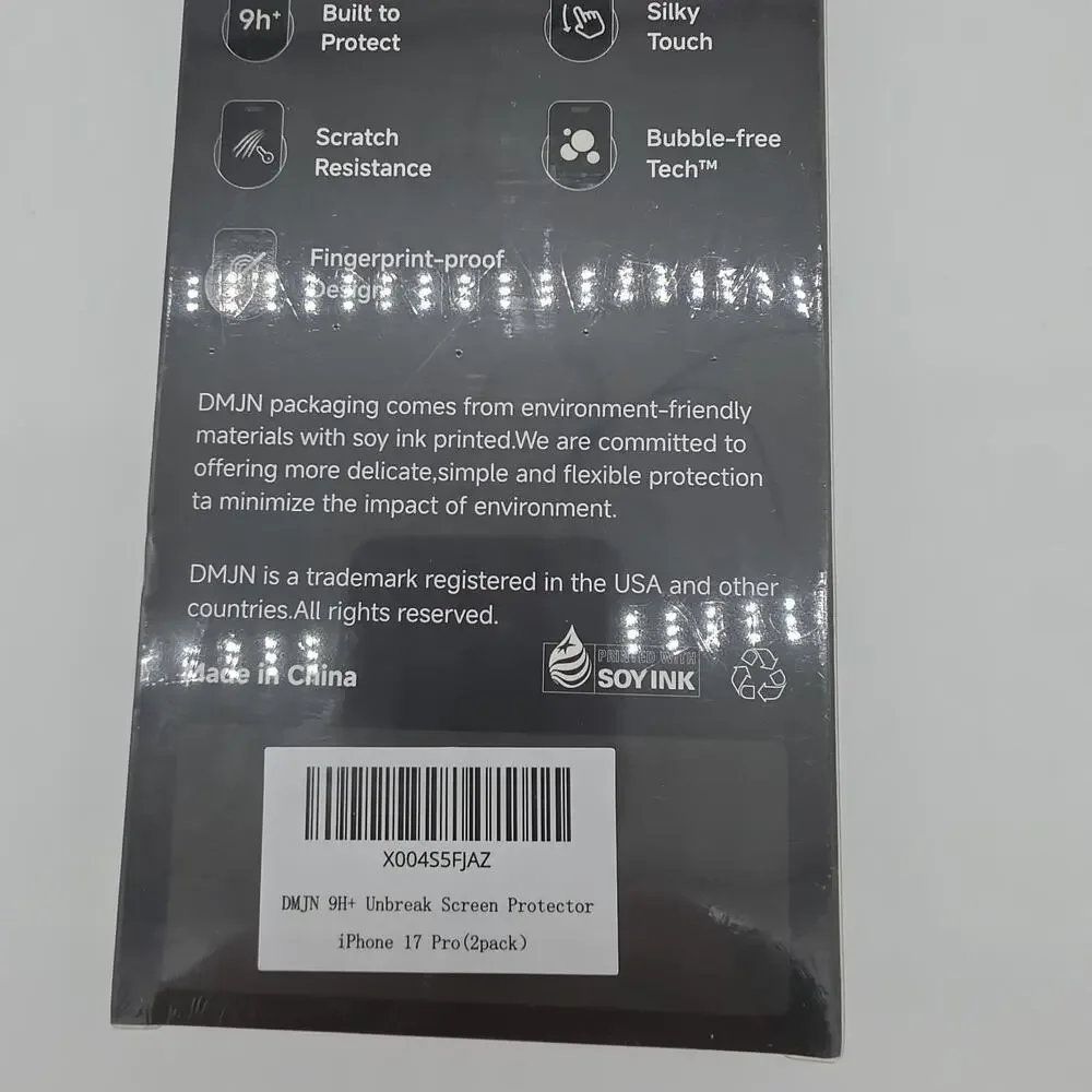 DMJN Unbreak Top 9H+ Glass for iPhone 17 Pro Screen Protector(13FT Military...